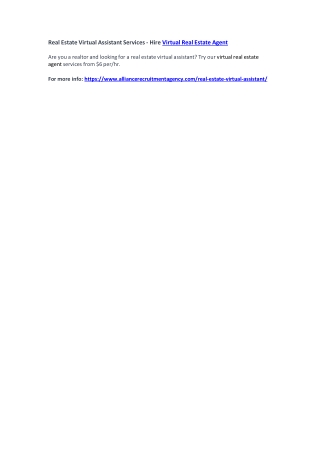 Real Estate Virtual Assistant Services - Hire Virtual Real Estate Agent