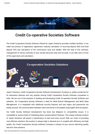 Credit Co Operative Society Software, Co Operative Society Management Software - Jayam Solutions