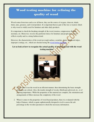Optimum Wood Testing Machine to Buy Online!