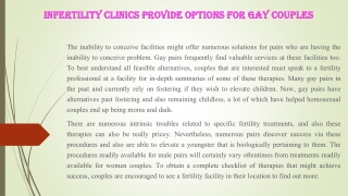 Infertility Clinics Provide Options for Gay Couples