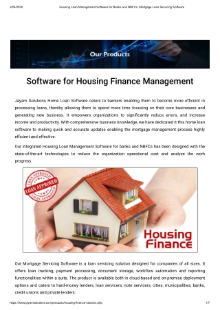 Housing Loan Management Software for Banks and NBFCs, Mortgage Loan Servicing Software