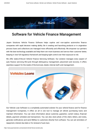 Auto Finance software, Vehicle Loan Software, Vehicle Finance Software - Jayam Solutions