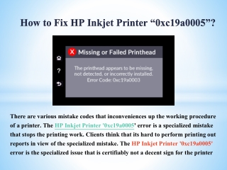 Step to Fix HP Inkjet Printer "0xc19a0005" Error Code