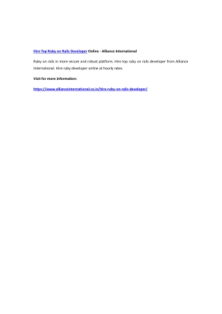 Hire Top Ruby on Rails Developer Online - Alliance International