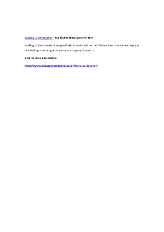 Leading UI UX Designer - Top Mobile UI Designer For Hire