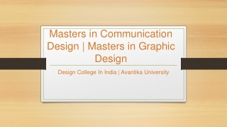 Masters in Communication Design - Masters in Graphic Design - Avantika University