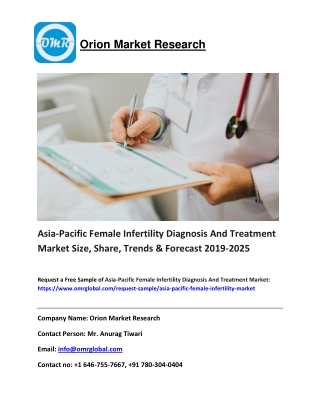 Australian Female Infertility Diagnosis And Treatment Market  Size, Share and Forecast 2019-2025