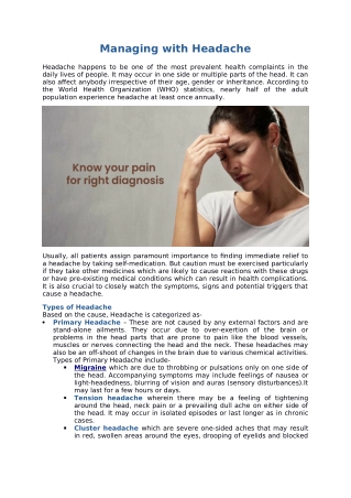 Managing with headache
