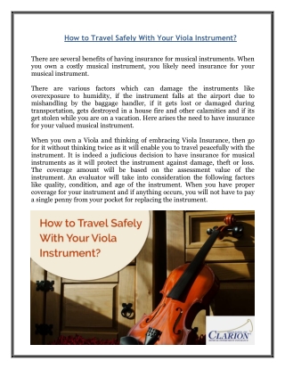 How to Travel Safely With Your Viola Instrument?