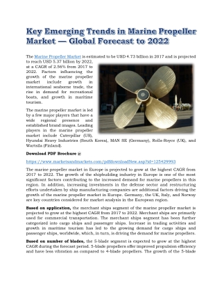 Key Emerging Trends in Marine Propeller Market — Global Forecast to 2022