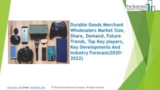 2020 Durable Goods Merchant Wholesalers Market Industry Outlook, Growth And Trends