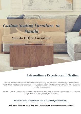 Buy Customized Seating Furniture In Manila
