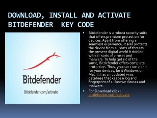 bitdefender.com/activate | DOWNLOAD, AND ACTIVATE BITDEFENDER  KEY CODE