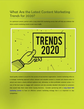 What Are the Latest Content Marketing Trends for 2020?