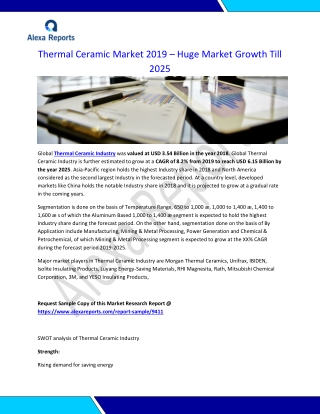 Thermal Ceramic Market 2019 – Huge Market Growth Till 2025