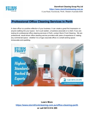 Professional Office Cleaning Services in Perth