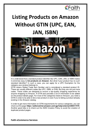 Listing Products On Amazon Without GTIN (UPC, EAN, JAN, ISBN)