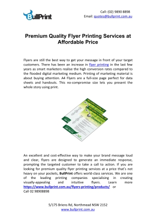 Premium Quality Flyer Printing Services at Affordable Price
