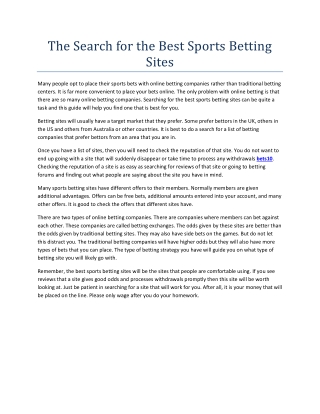 The Search for the Best Sports Betting Sites