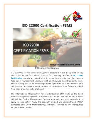 ISO 22000 Certification FSMS