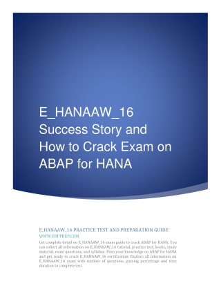 E_HANAAW_16 Success Story and How to Crack Exam on ABAP for HANA