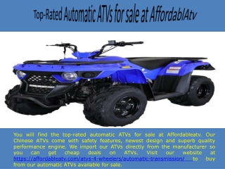 Top-Rated Automatic ATVs for Sale at AffordableAtv