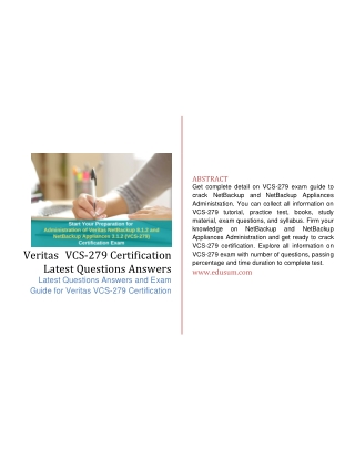 Latest Questions Answers and Exam Tips for Veritas VCS-279 Certification Exam