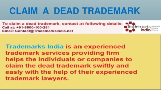 Claim a Dead Trademark