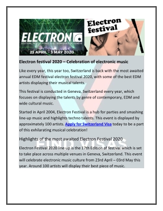 Electron Festival 2020 – uniting EDM artists across the world