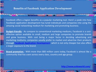 Benefits of Facebook Application Development