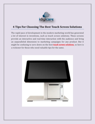 4 Tips For Choosing The Best Touch Screen Solutions