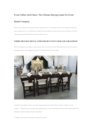 Event Tables And Chairs - The Ultimate Buying Guide For Event Rental Company