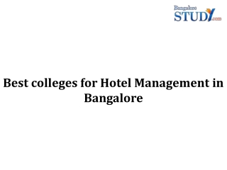 Best colleges for Hotel Management in Bangalore