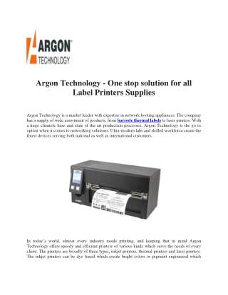 Argon Technology - One stop solution for all Label Printers Supplies