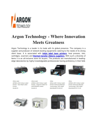 Argon Technology - Where Innovation Meets Greatness