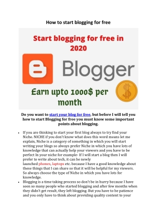How to start blogging for free
