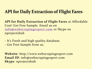 API for Daily Extraction of Flight Fares
