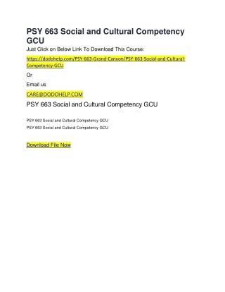 PSY 663 Social and Cultural Competency GCU