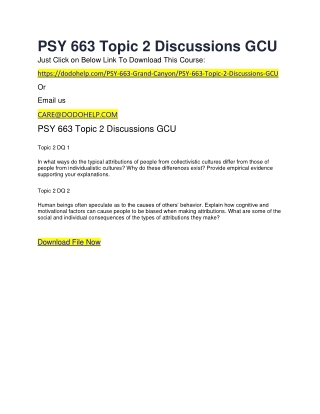 PSY 663 Topic 2 Discussions GCU