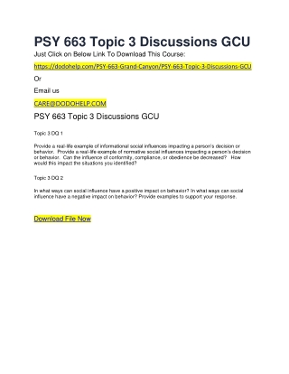 PSY 663 Topic 3 Discussions GCU