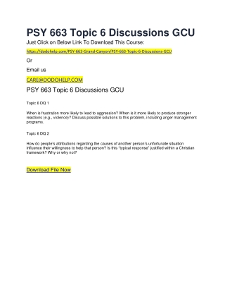 PSY 663 Topic 6 Discussions GCU