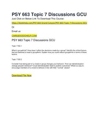 PSY 663 Topic 7 Discussions GCU