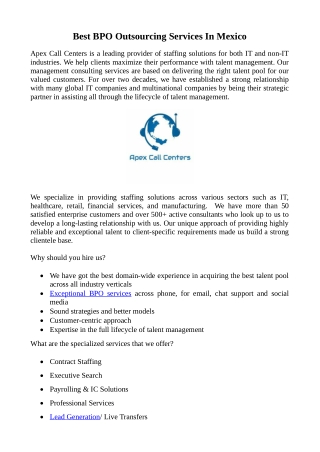 Best BPO Outsourcing Services In Mexico
