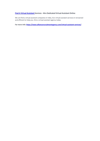Find A Virtual Assistant Services - Hire Dedicated Virtual Assistant Online