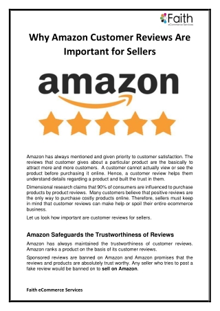 Why Amazon Customer Reviews are Important for Sellers