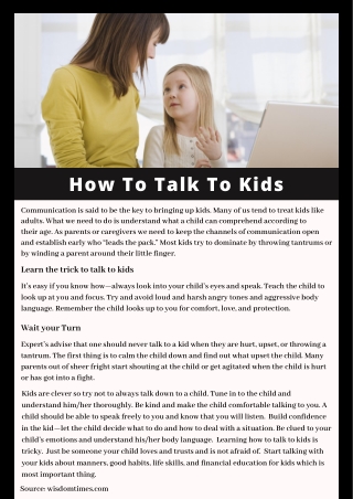 How To Talk To Kids