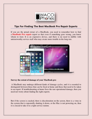 Tips For Finding The Best MacBook Pro Repair Experts