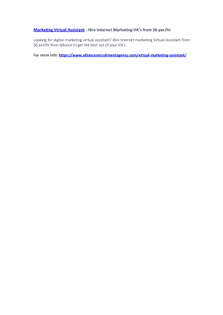 Marketing Virtual Assistant - Hire Internet Marketing VA’s from $6 per/hr