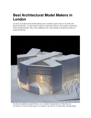 Best Architectural Model Makers in London