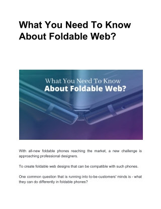 What You Need To Know About Foldable Web?